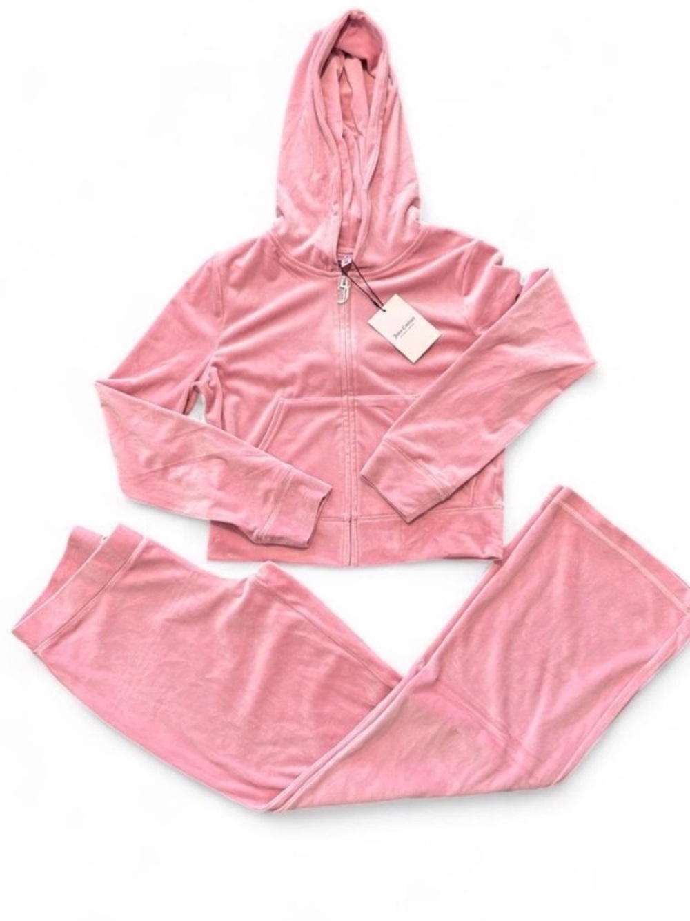 Juicy Couture Pink Velour Zip Hoodie & Jogger Set